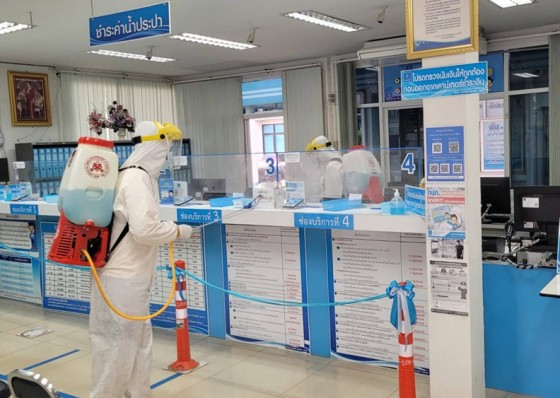 การประปาส่วนภูมิภาคสาขากำแพงเพชร ฉีดพ่นน้ำยาฆ่าเชื้อ COVID -19