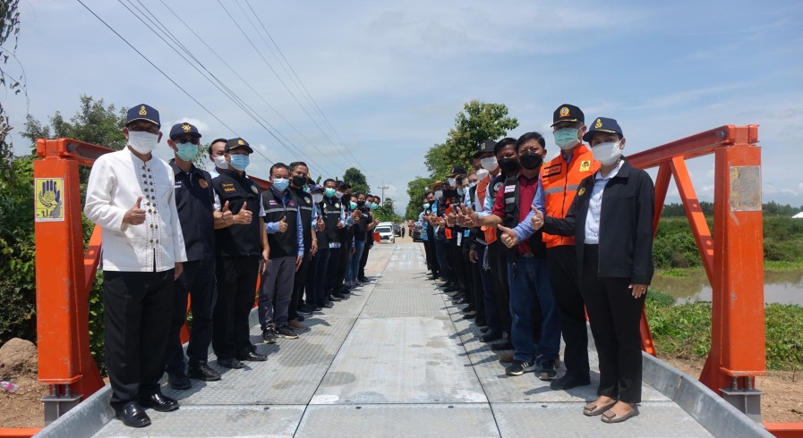 เริ่มใช้งานได้แล้ว สะพานเบลีย์ข้ามคลองวังอ้อ ตำบลนิคมทุ่งโพธิ์ทะเล